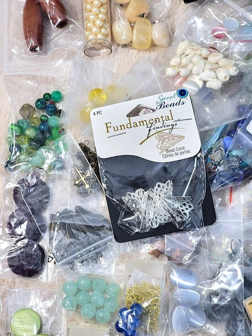HUGE 4.5lb Destash Lot Jewelry Making Beads Findings Cabachons Various Mats #K